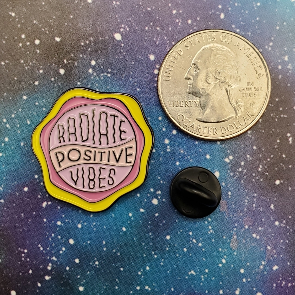 Radiate Positive Vibes Enamel Pin - Picture 2 of 3